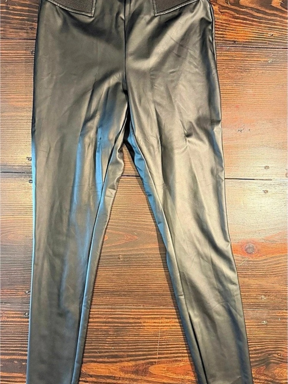 Simply Vera Wang High Rise Faux Leather Leggings Black Small
